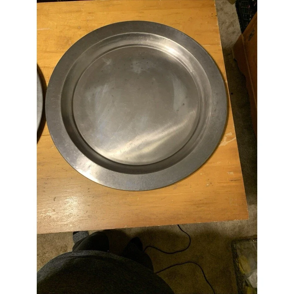 Pottery Barn Set Of 2 Round Metal 17” Serving Trays